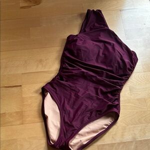 J. Crew One-Shoulder Swimsuit in Deep Purple